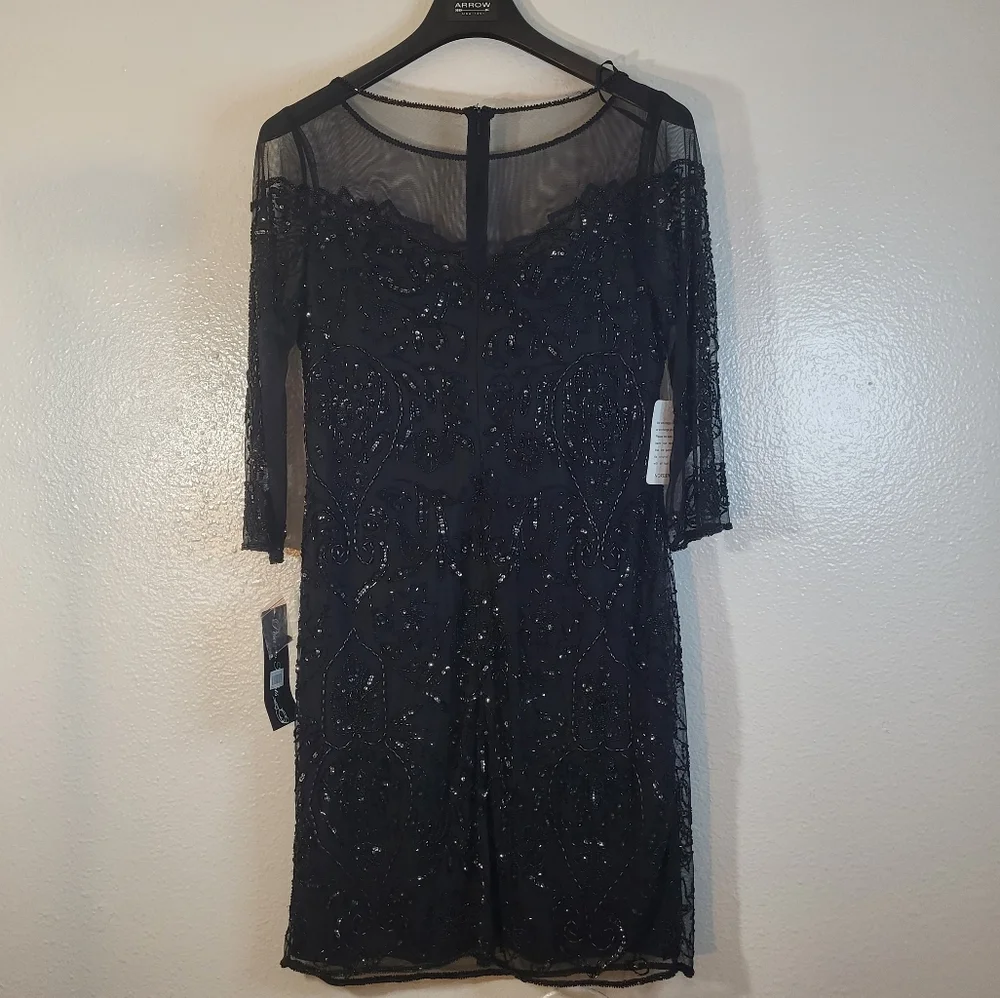 ❤️ Pisarro Nights Beaded Illusion Mesh Sheath Dress - Picture 10 of 10
